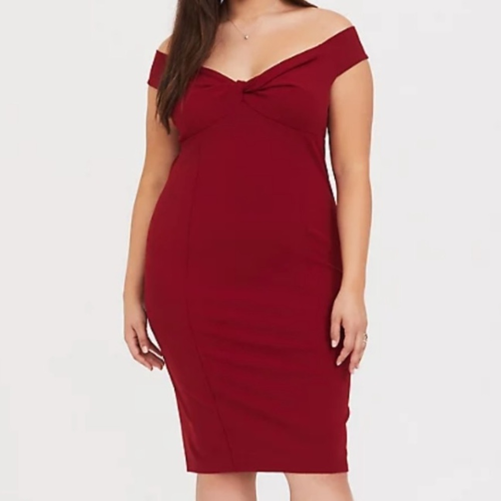 Torrid Red Off-Shoulder Knee Length Cocktail Event Dress